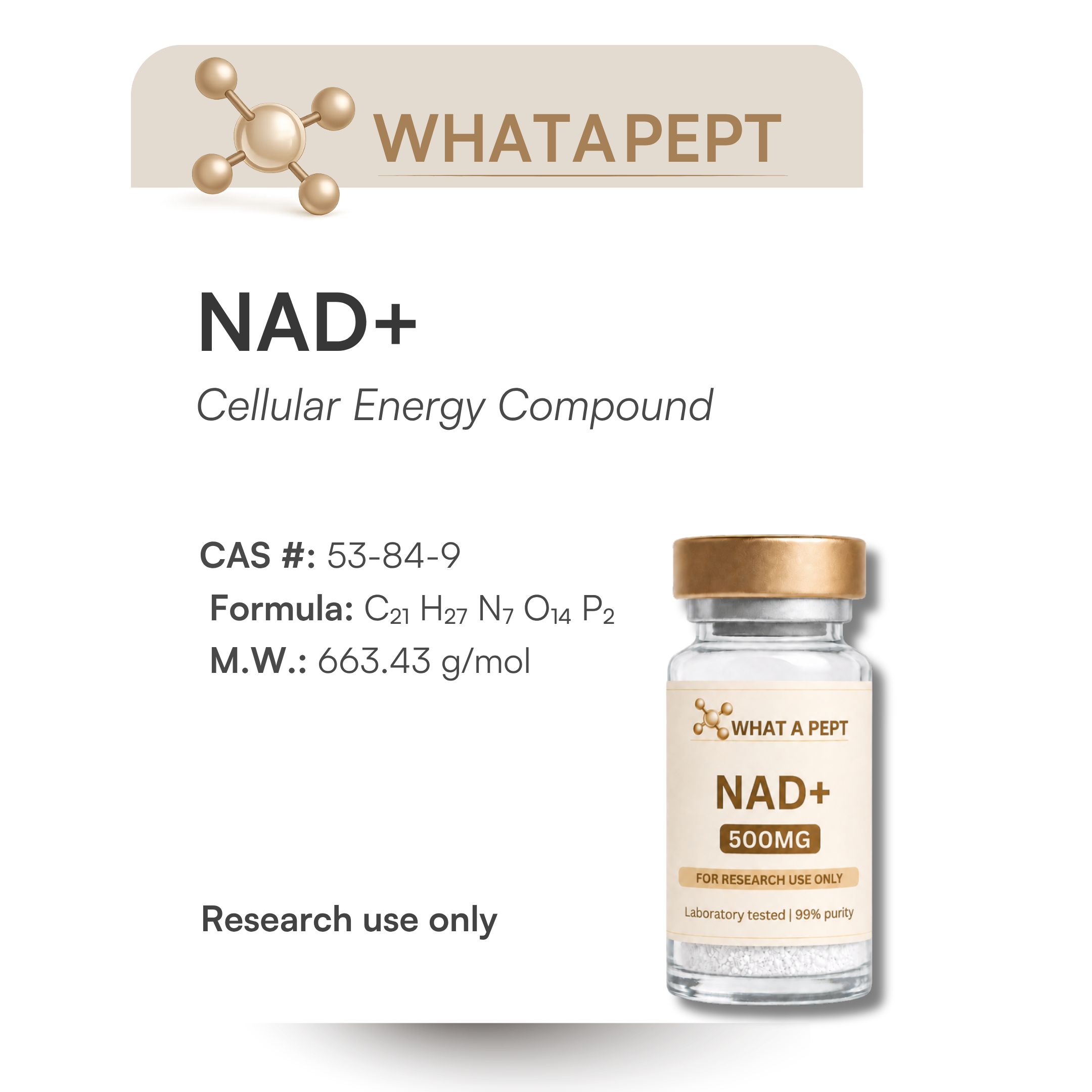 NAD+ 500mg - Energía Celular, Metabolismo y Longevidad