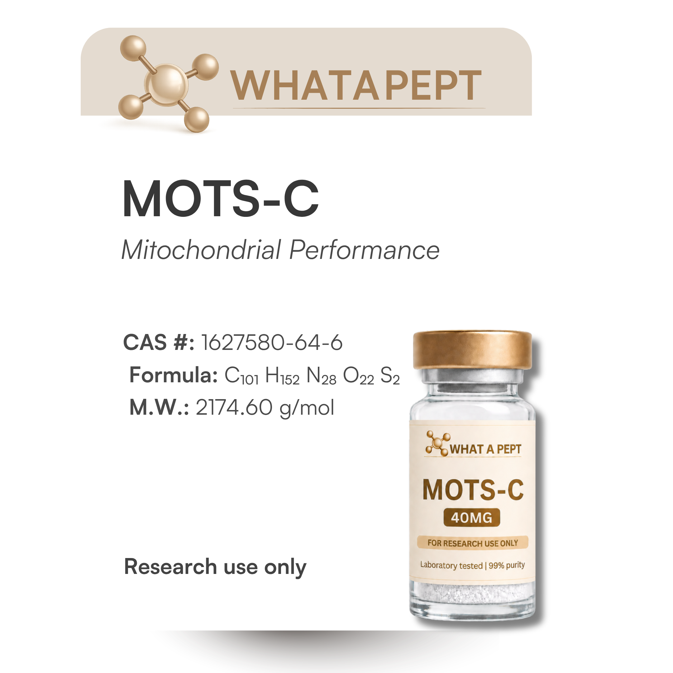 MOTS-c 40mg - Péptido Mitocondrial para Metabolismo y Energía Celular