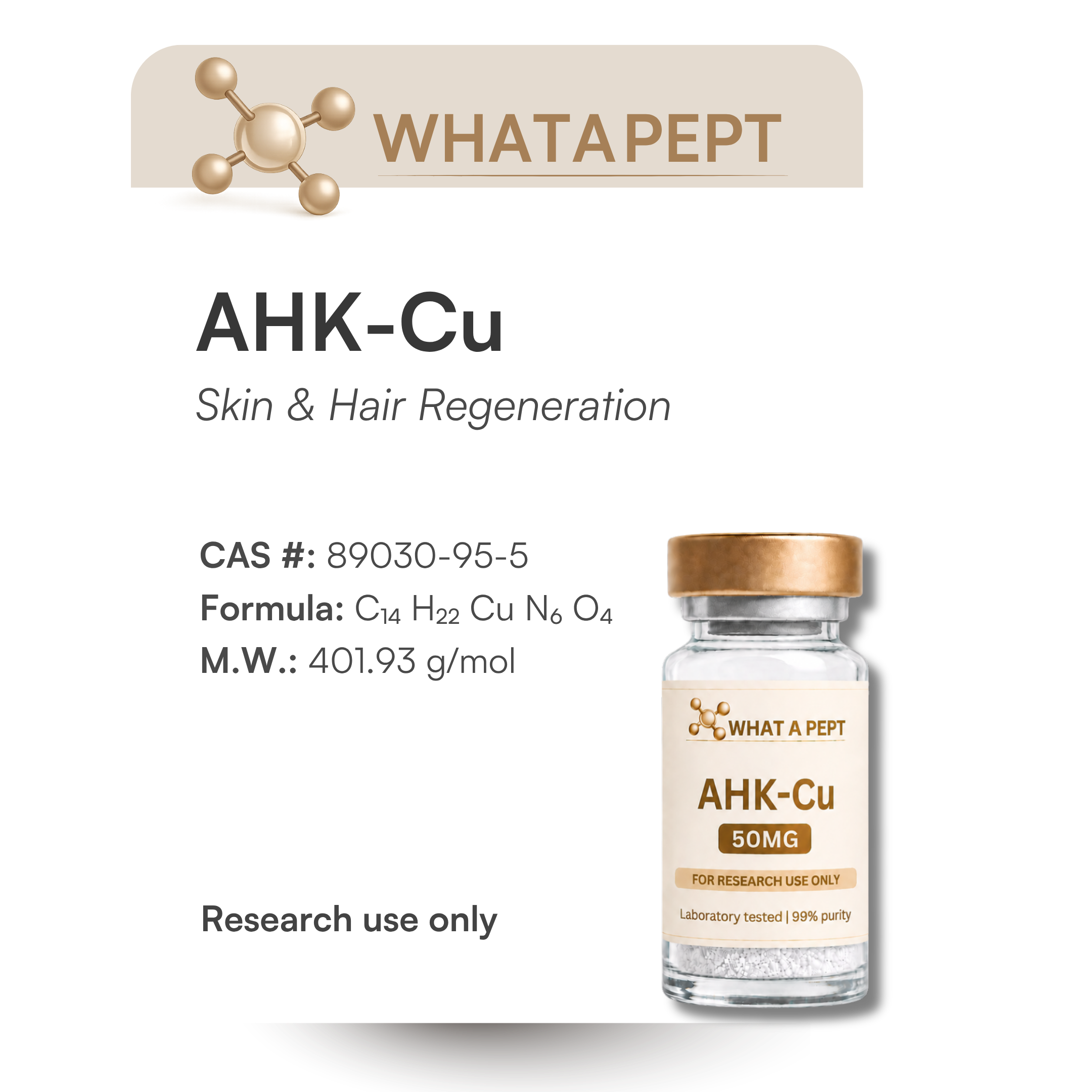 AHK-Cu 50mg - Péptido de Cobre para Investigación en Piel y Cabello