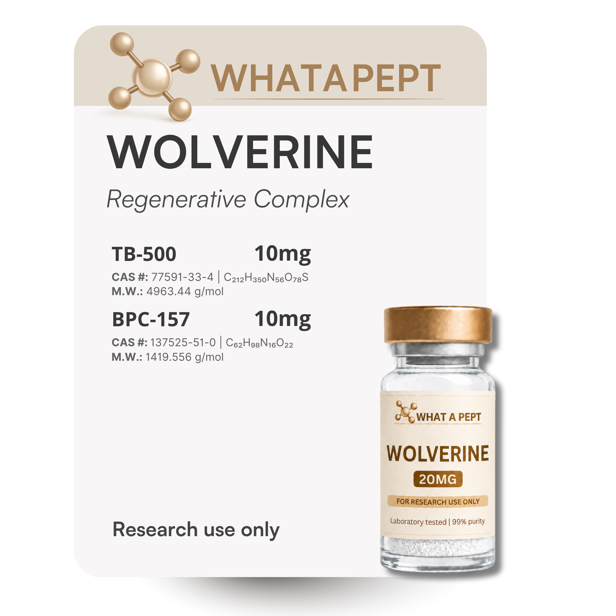 Wolverine stack - Péptido para Investigación en Regeneración y Recuperación Tisular